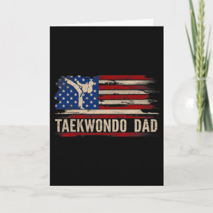 Cartão Vintage Taekwondo Pai Americano Flag Desenvolve