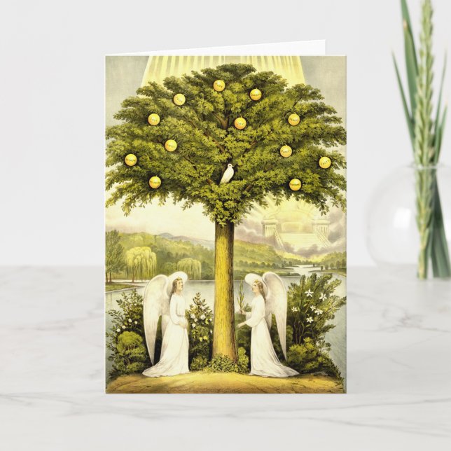 Cartão Vintage Tree of Life Christian Illustration 1892 (Frente)
