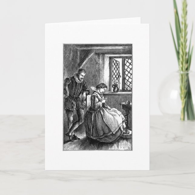 Cartão Vintage - tricô pela janela, (Frente)