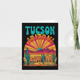 Cartão Vintage Tucson Arizona Desert Sunset Skyline Citys