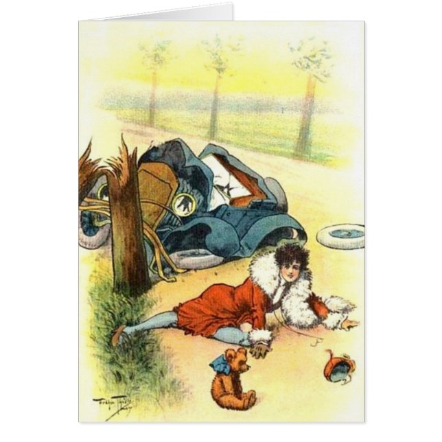Cartão Vintage - Um Infeliz Acidente, (Frente)