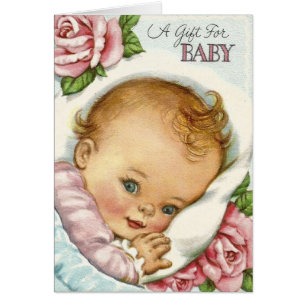Cartão Vintage - um presente para o bebê,