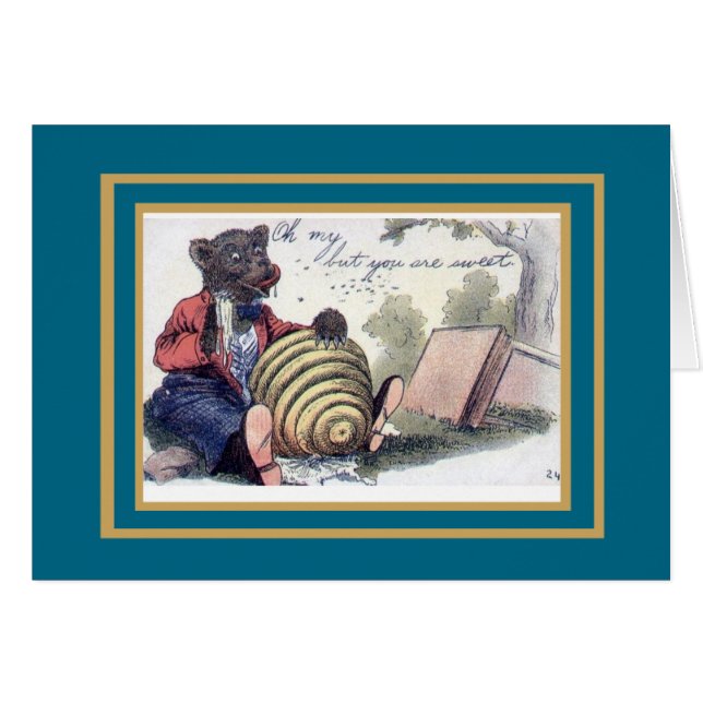 Cartão Vintage Urso Mel Você É Doce (Frente Horizontal)