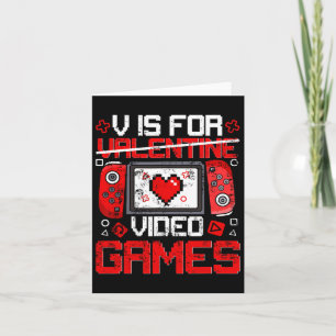 Cartão Vintage V é Para Video Games Dia dos Namorados Gam