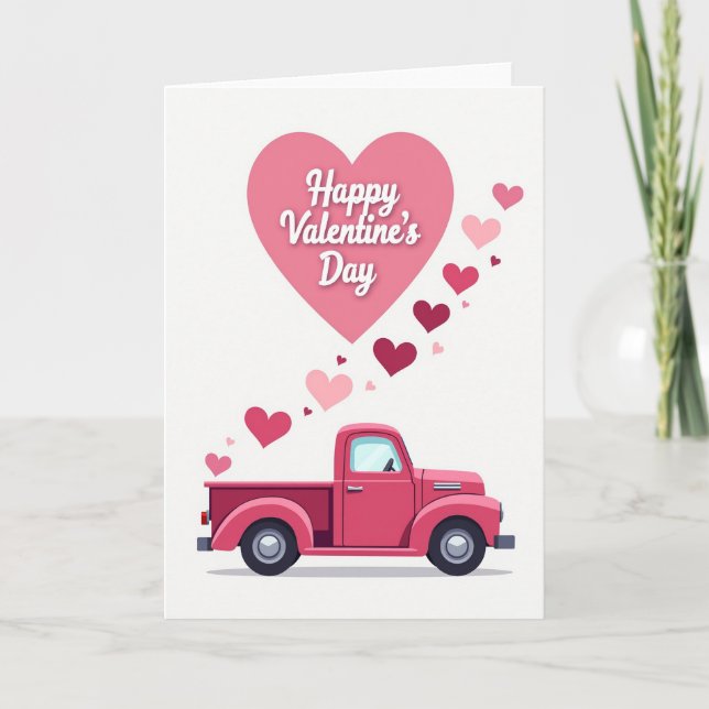 Cartão Vintage Valentines Truck Love Card (Frente)