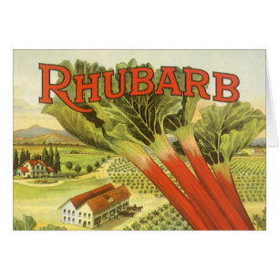 Cartão Vintage Vegetal Pode Rotular Arte, Fazenda Rhubarb