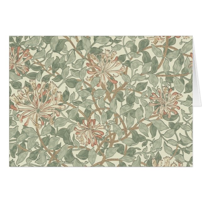 Cartão Vintage Verde Suave William Morris Honeysuckle (Frente Horizontal)
