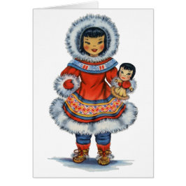 Cartão Vintage Vestido tradicional esquimó
