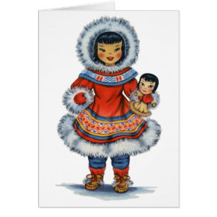 Cartão Vintage Vestido tradicional esquimó