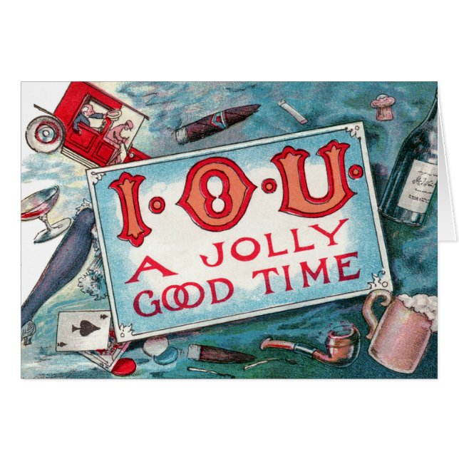 Cartão Vintage Vices Party, Jogo Bebendo Fumando (Frente Horizontal)