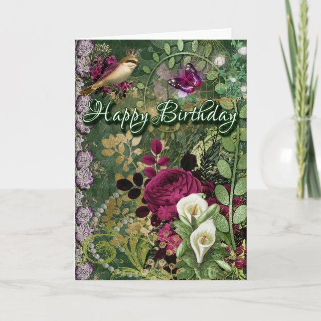Cartão Vintage victorian birthday card. Card (Frente)