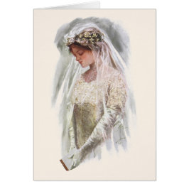 Cartão Vintage Victorian Bride com a Bíblia Harrison Fish