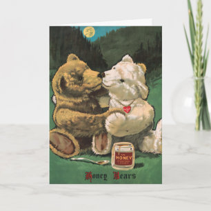 Cartão Vintage Victorian Cottagecore Honey Bears