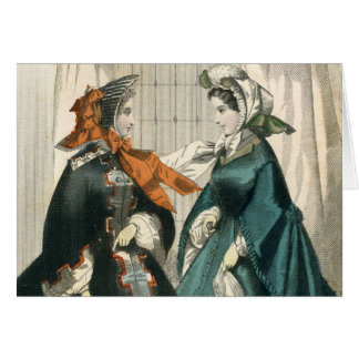 Cartão Vintage Victorian Era Bonnets Bonito Da Moda