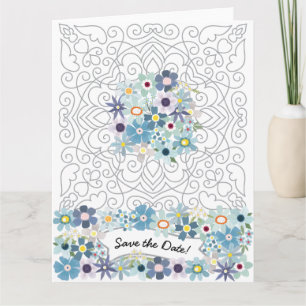 Cartão Vintage Victorian Frame com Flores Salvar Data