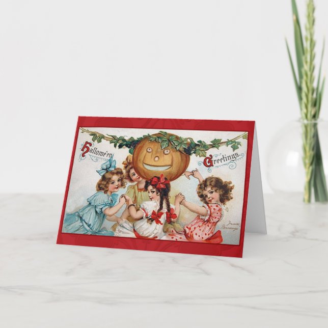 Cartão Vintage Victorian Halloween Greetings Cards (Frente)