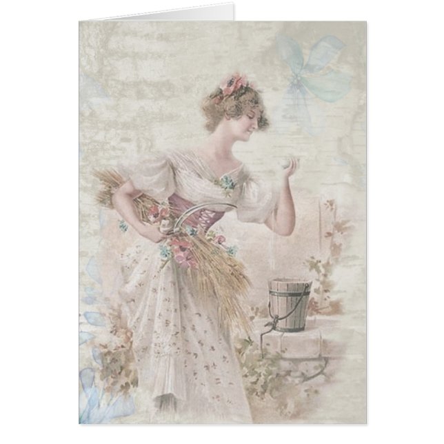 Cartão Vintage Victorian Lady Chique Flowers (Frente)