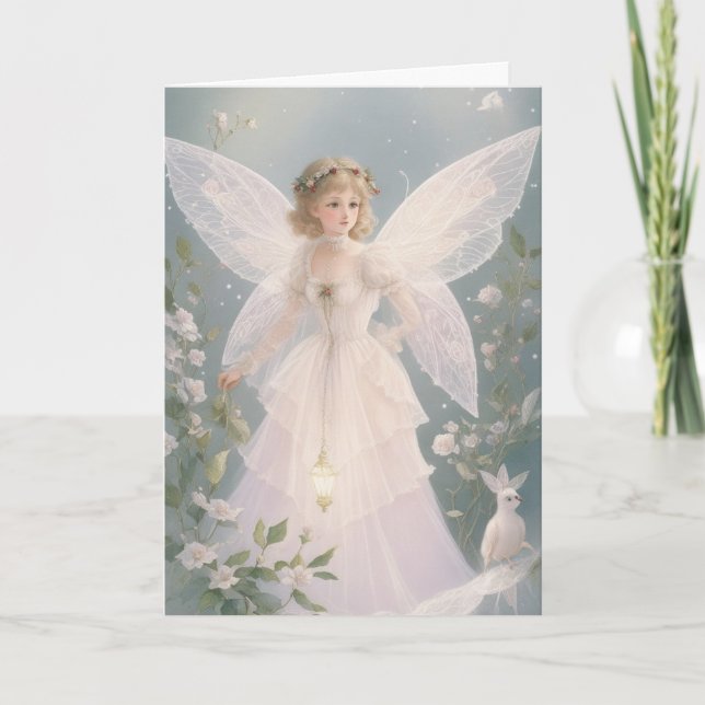 Cartão Vintage Victorian Retro Christmas Fairy Holiday (Frente)