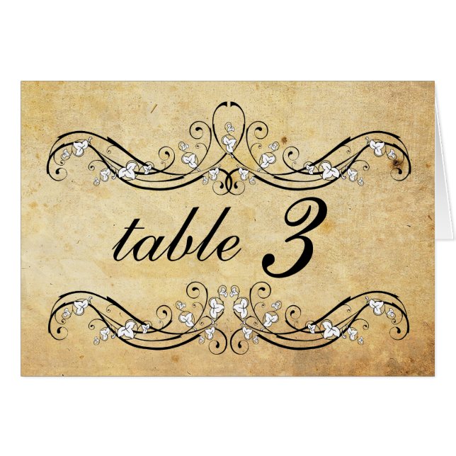 Cartão Vintage Victorian WedTable Number (Frente horizontal)