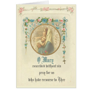 Cartão Vintage Virgem Mãe Maria com Jesus Bebê