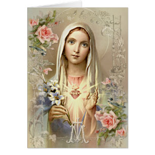 Cartão Vintage Virgem Religiosa Maria Aniversário Catól