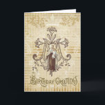 Cartão Vintage Virgin Mother Mary Mount Carmel Birthday<br><div class="desc">Beautiful vintage religious image of the Blessed Mother, Our Lady of Mount Carmel with Jesus and the Scapular on a vintage background. The "M" stands for Mary.
All text and fonts can be modified.</div>