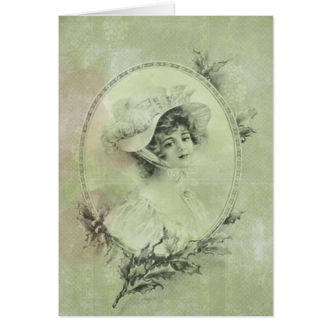 Cartão Vintage Vititoriana Elegante Em Lugar Verde (Frente)