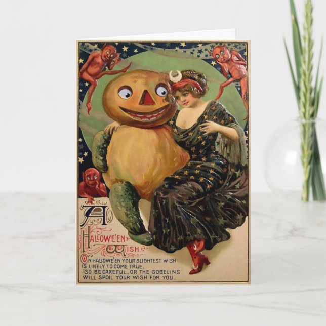 Cartão Vintage Vitoriano de Halloween (Frente)