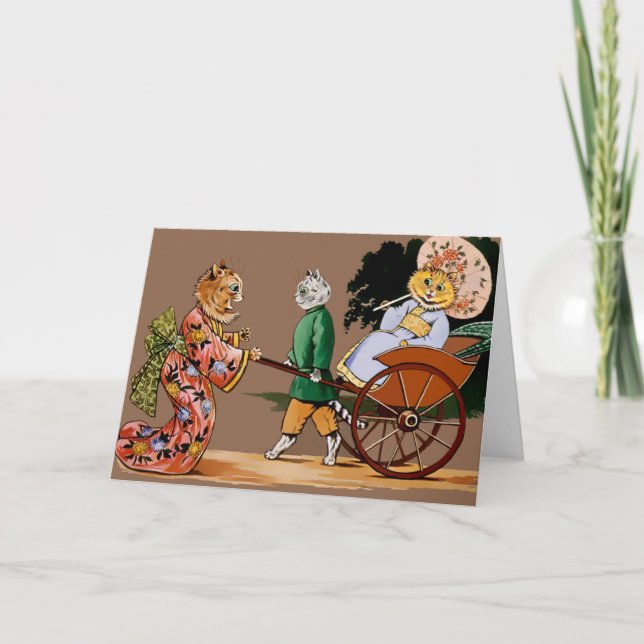 Cartão Vintage Wain Japanese Cats Card (Frente)