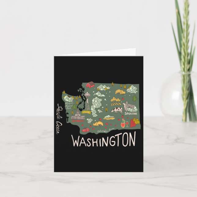 Cartão Vintage Washington Evergreen State Seattle Pacific (Frente)