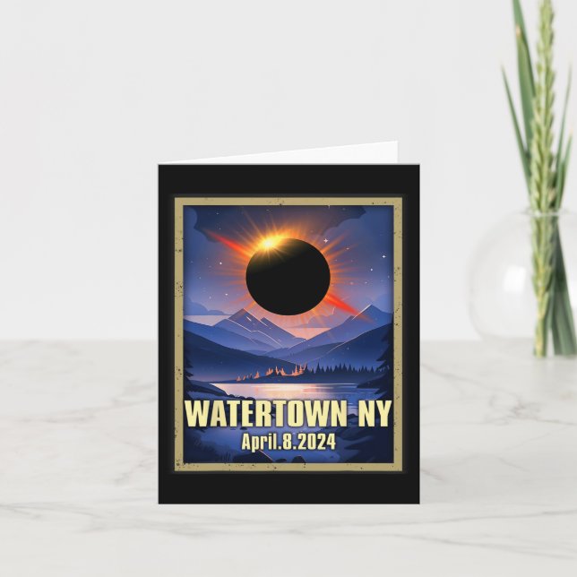 Cartão Vintage Watertown Ny Total Eclipse Solar 2024 (Frente)