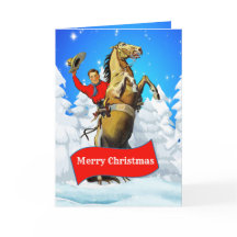 Vintage Western Cowboy Rearing Horse Feliz Christm
