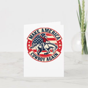 Cartão Vintage Western Rodeo Usa Flag Torna A América Uma