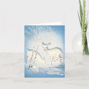 Cartão Vintage White Deer Christmas Card