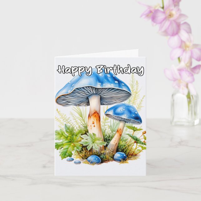 Cartão Vintage Wild Mushroom Illustration Aniversário (Orquídea)