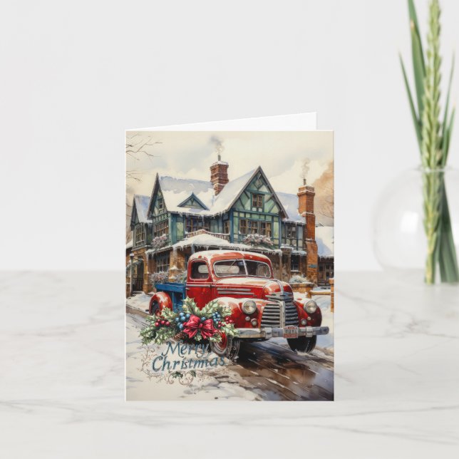 Cartão Vintage Winter Christmas Towhouse Felry Christmas (Frente)