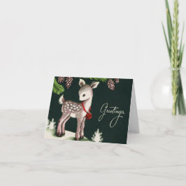 Cartão Vintage Winter Deer Christmas