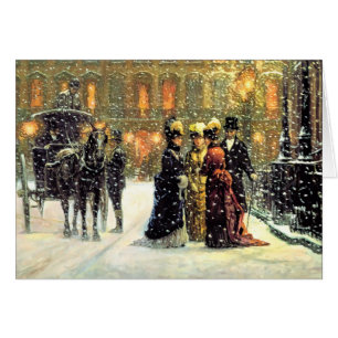 Cartão Vintage Winter Parisian Scene Christmas Card