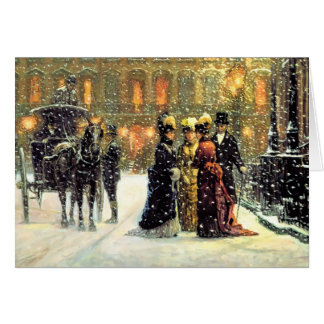Cartão Vintage Winter Parisian Scene Christmas Card