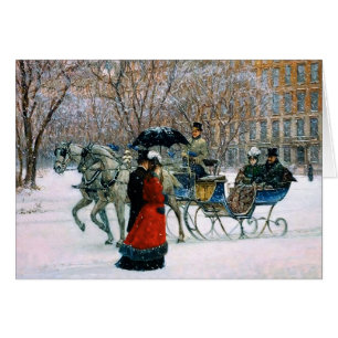 Cartão Vintage Winter Parisian Scene Christmas Cards