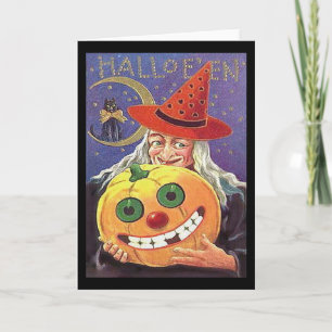 Cartão Vintage Witch Halloween
