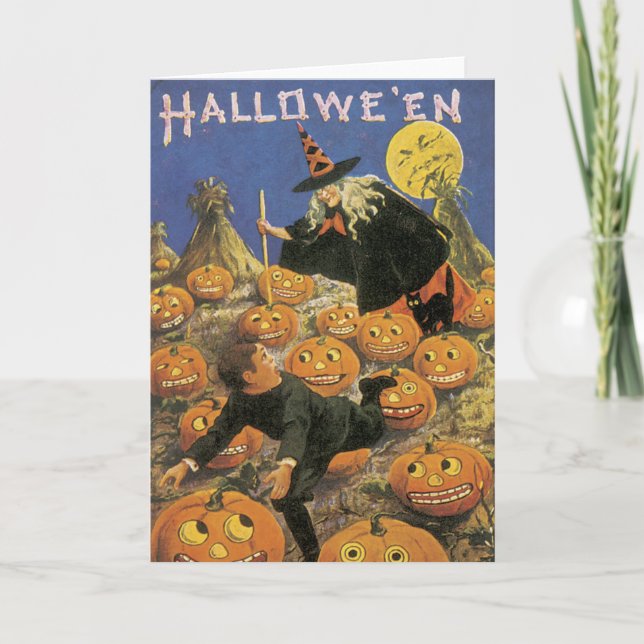 Cartão Vintage Witch Halloween Card (Frente)