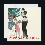 Cartão Vintage Woman Decorating Christmas Tree (Árvore de<br><div class="desc">Vintage Woman de 1930 com sua garotinha decorando uma árvore de Natal</div>