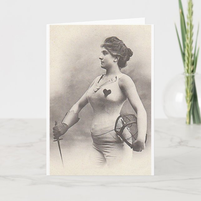 Cartão Vintage Woman Foil Fencer Note Card (Frente)