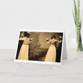 Cartão Vintage Women's Fencing Bout! Fencing Note Card