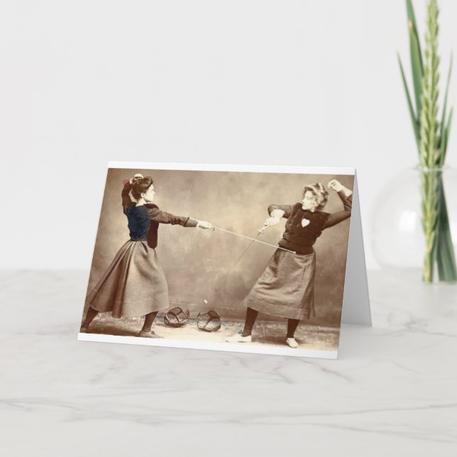 Cartão Vintage Women's Fencing Note Card (Frente)