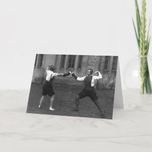 Cartão Vintage Women's Foil Fencing Note Card