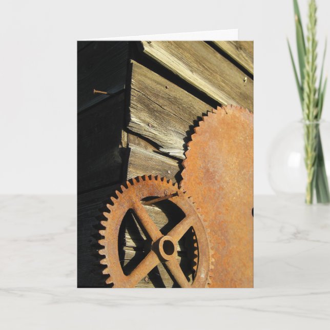 Cartão Vintage Wood Gear (Frente)