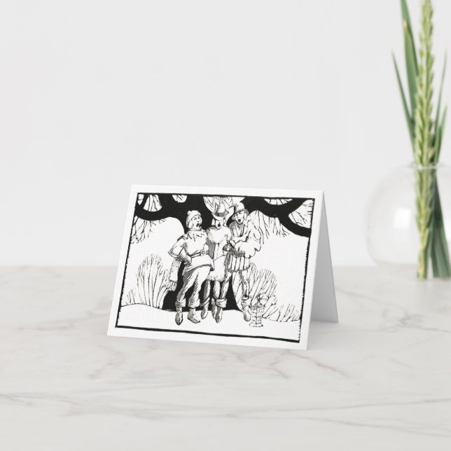 Cartão Vintage Woodblock style Deco Medieval Carolers (Frente)