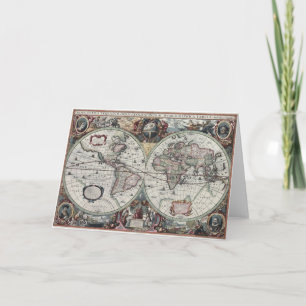 Cartão Vintage World Map Card
